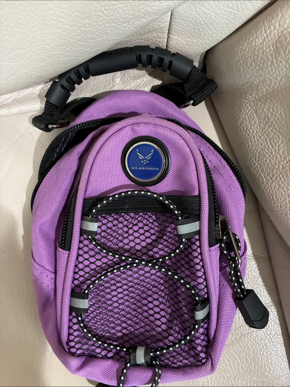 US Air Force Purple Mini Backpack Pouch with Front Mesh Pocket